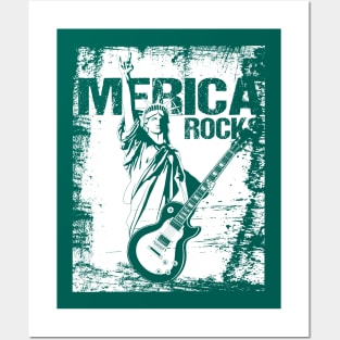 Merica Rocks Statue of Liberty with Guitar Posters and Art